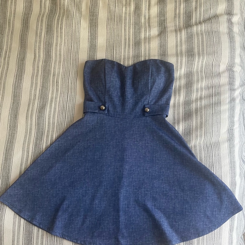 Strapless Blue Denim Dress